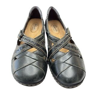 Clarks Ashland Spin Q Slip-On Loafer Mary Jane Womens Comfort Shoe Sz 7.5 Black